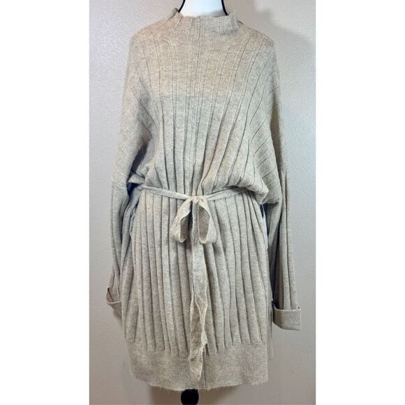 NWT Arula Cowl Neck Oversized  Oatmeal Wool Blend Sweater Dress 2X Women's - Picture 2 of 10